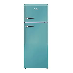 Amica FDR2213DB Retro Style Freestanding Duck Egg Blue Fridge Freezer with 55cm width, A+ Energy Rating, 40dB Noise…