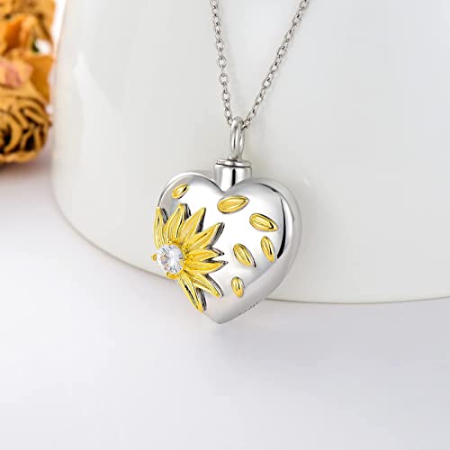 Cremation Jewelry for Ashes 925 Sterling Silver Sunflower/Rose/Cross/Paw Print/Crystal/Swan/Hamsa Hand/Koala/Clover/Bar Urn Necklace for Human Pet Ashes Keepsake Memorial Jewelry Gifts for Women Girls2
