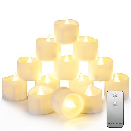 DAJASD Led Teelichter mit Fernbedienung und Timer, 12 Stück Led...