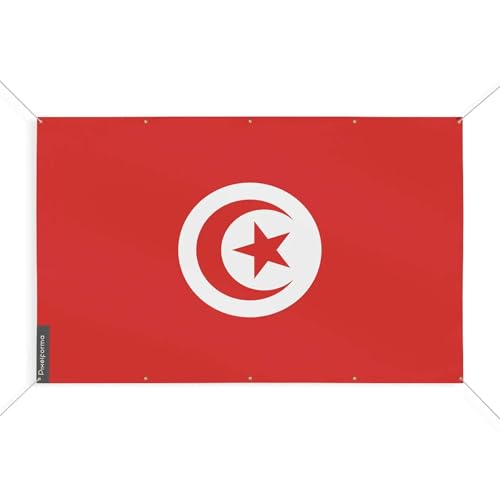 Drapeau Tunisie de qualité supérieure 10 oeillets 110 x 165 cm