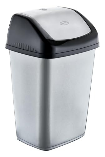 Best House | Swing Bin 35 Liters | Gray | 1 Pc | Waste Bin Durable Lightweight Hinged Swing Lid for Kitchen Office and Home Use Odor-Reducing Design - L 36 cm x W 28.5cm x H 55cm