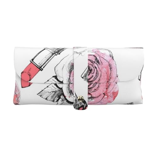 Bolsa organizadora de gafas de piel con diseño de rosas vintage...