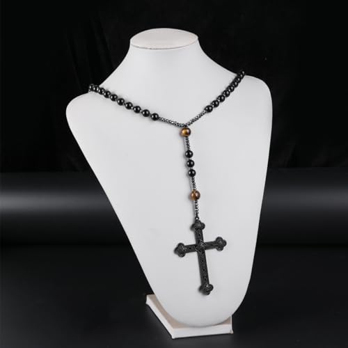 Rosary Beads, Black Rosary for Men, Rosarios Catolicos Para Mujer,Long Cross Necklaces, Prayer Beads Christian Necklace4