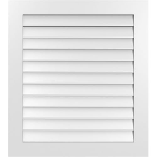 34"W x 38"H Vertical Surface Mount PVC Gable Vent: Non-Functional, w/ 3-1/2"W x 1"H Standard Frame