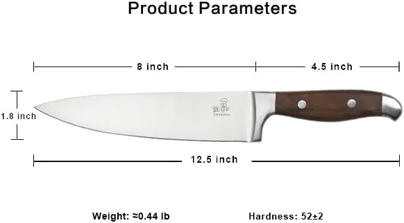 CHUSHIJI Chef Knife 8 Inch, Japanese Professional Chef knife High Carbon Stainless Steel, Razor Sharp Chefs Kitchen Knife, Vegetable Chopping Knife for Cooking With Full-tang Handle, Walnut - Image 2