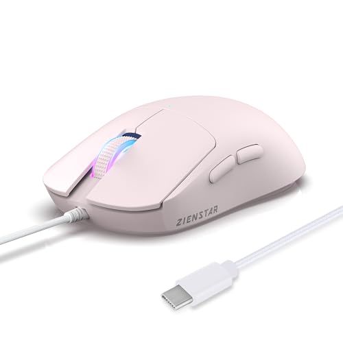 Image of HXMJ Wired USB C Gaming Mice,7200DPI,Corded Mouse with RGB Backlit for Apple MacBook,Tablets,Computer or Laptops with Type C Port-Pink