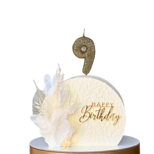 Image of Wanna Party Number 9 Glitter Gold Candle for Birthday Decoration Items /Cake Toppers /Cake Decorations