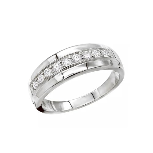 10K 14K 18K Gold 0.54 Cttw Men's Diamond Wedding Band Single Row Diamond Wedding Anniversary Band Ring for Men4