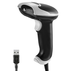 QR Code Scanner, JRHC Handheld USB Barcode Scanner Wired 1D 2D&PDF417 Data Matrix Automatic Bar Code Reader Plug and Play for Supermarket Convenience Store Warehouse