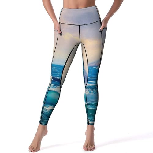 Legging de sport paysage femmes taille haute pantalon yoga fitness gym S