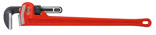 Image of RIDGID 36 inch and 12 inch Heavy Duty Straight Pipe Wrenches Plumbing Tool Set with Hook Jaws and Self Cleaning Threads, Red