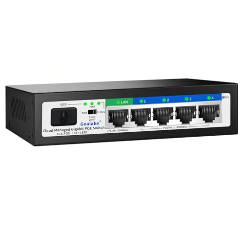 Image of Easy Smart Managed PoE Switch 5 Port Gigabit and SFP Slot, with 4 Gigabit Port PoE+@52W, Fanless&Metal Design, Plug & Play, VLAN Mode, Overload Protection