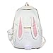 SUFUZEGA Kawaii Bunny Ear Backpack with Cute Bear Pendant for Girl Student Teen School Bag Book Bag Travel Backpack (Large, D-White)