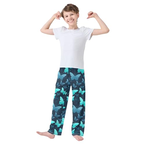 Butterfly Long Pajama Pants Elastic Waist PJ Bottoms with Pockets S A1109183