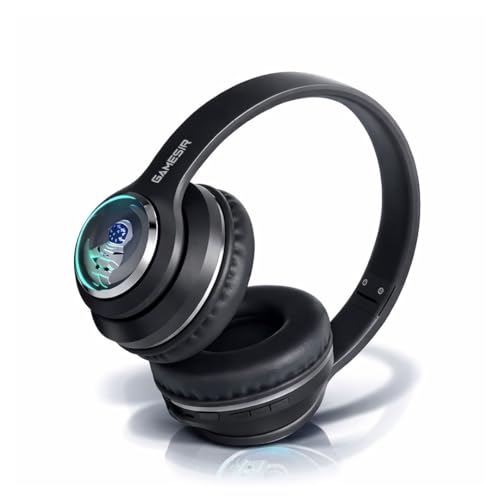 Image of GameSir Astro Junior Wireless Headphones with 40mm Drivers, Deep Bass Stereo Sound, Bluetooth 5.3, Over-Ear Noise Isolation Headset with LED Light, Built-in Mic for PC, Mobile & Laptop (Black)