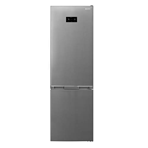 Sharp SJ-BA20DHXIE-EU Frigorífico y Congelador, E, 201 cm de altura, 266 L Frigorífico, Congelador de 101 L, NoFrost, Control Electrónico, ZeroDegreeZone, AdaptiFresh, Acero inoxidable, Metálico