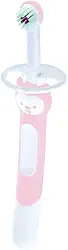 MAM Baby 1 Escova de Dentes Training Brush Com Cabo Extralongo, Ergonômico e Fácil de Segurar para Crianças de 5+ Meses com Trava de Segurança, Rosa
