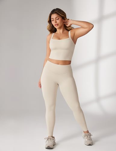 Image of UNISSU Hugcurve Adjustable Longline Sports Bra Square Neck Workout Tank Crop Tops for Women with Built in Bra Padded Camisole
