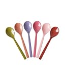 RICE Melamin Löffel Set – Teelöffel mehrfarbig, spülmaschinengeeignet, BPA-frei – 6 Stück