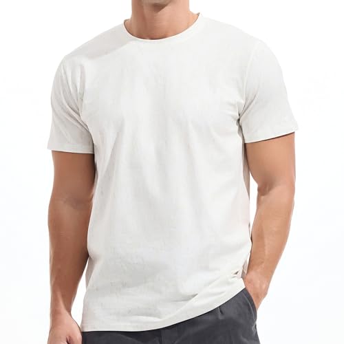 KLIEGOU Men's T-Shirts - Premium Cotton Crew Neck Tees Shirts for Men Adult S - 3XL, White, 3XL