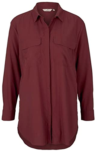 TOM TAILOR Damen Basic Long Bluse, Rot, 44