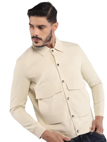 Image of CHKOKKO Men's Fleece Solid Winter Wear Regular Fit Standard Length Jacket