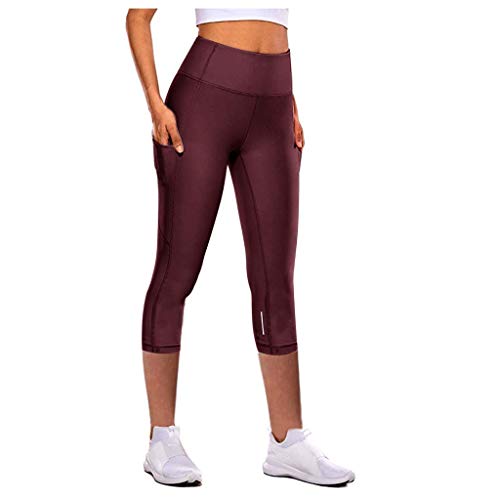 Leggings Deporte Mujer Deportivos Push Up Cortos Leggings Capri Talla Grande Sin Costuras Elasticos Mallas 3/4 Cintura Alta Control De Barriga Bolsillo Leggins Transpirable Pilates Running Gym