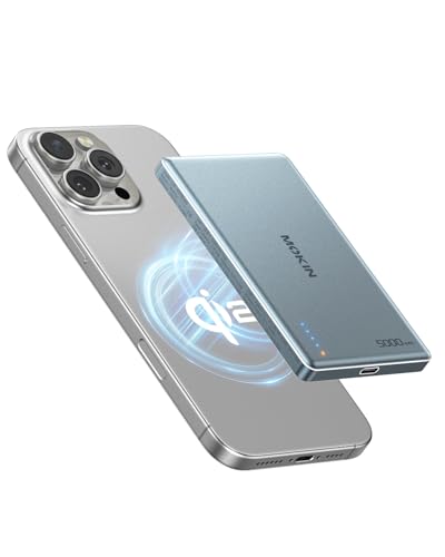 Portable Charger for Magsafe, Qi2 Certified Power Bank Ultra Slim, 5000mAh Magnetic Battery Pack with USB C PD 20W Fast Charging, 15W Wireless Charging Card Compatible with iPhone 16/15/14/13/12 Serie