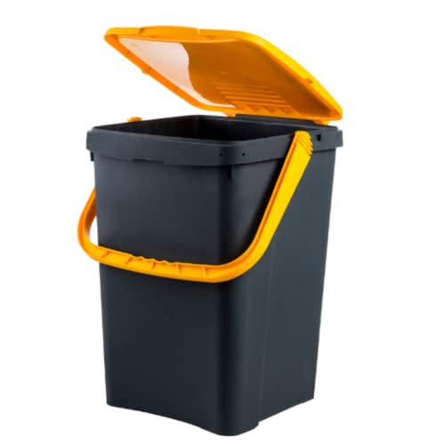 Ecoplast | Poubelle pour Collecte différenciée 50 l, Poubelle en Plastique recyclée, Jaune, 43 x...