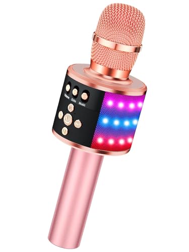 Image of Ankuka Karaoke Mic with Speaker Bluetooth | Portable Bluetooth Mic Wireless with Led Lights - Professional Karaoke Mike for Kids | Mic for Singing with Built-in Speaker and Echo Effect