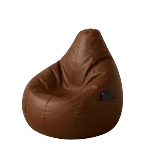 Bean Bag Chair | Ergonomic Gaming Seat, Premium Leatherette, Washable Cover, Durable Double Stitching | Perfect for Lounge & Bedroom Side Mobile Pocket Cover Only No Bean Filler (Brown, XXL)