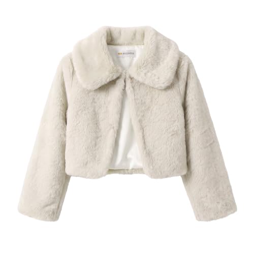Image of BOLEROSE Girls Collared Faux Fur Bolero Jacket