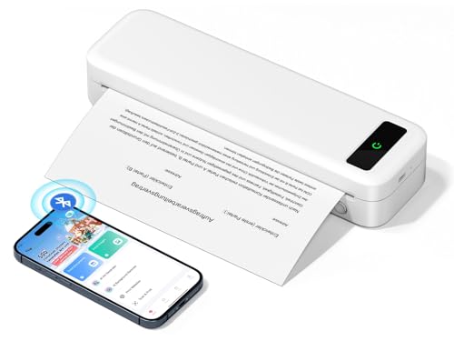 Imprimante Thermique Portable A4 Inkless 300 DPI Compatible avec iOS, Android, Imprimante sans Fil...