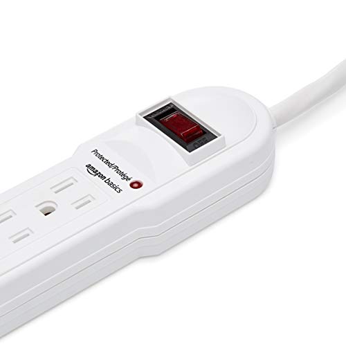 Amazon Basics 6-Outlet Surge Protector Power Strip, 6-Foot Long Cord, 790 Joule - White #TOP2