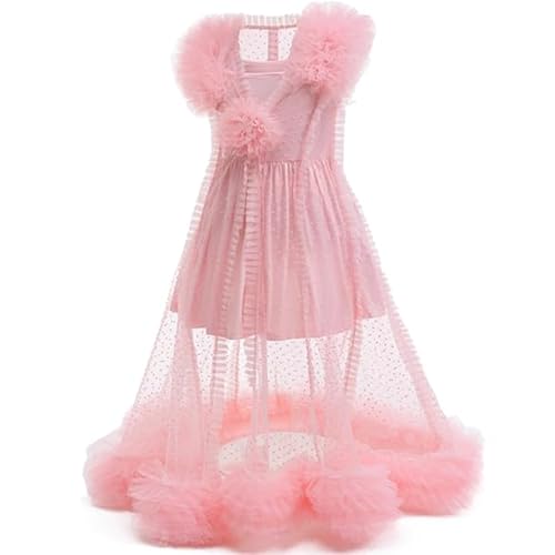 Girls Pink Princess Witch Dress with Bow Headband Floral Tulle Party Mesh Dresses4