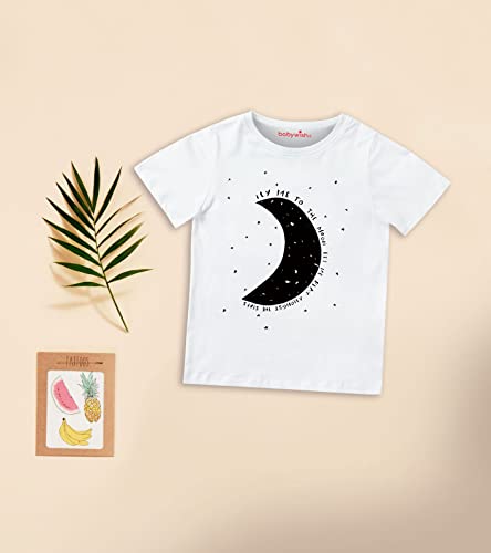 Image of baby wish Summer T-Shirt for Boy's and Girl's T-Shirt Toddler Boys Summer T-Shirts Short Sleeve Top Kids Clothes Baby Boy T-Shirts Fly to Moon