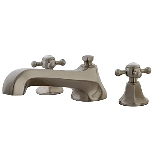 Kingston Brass KS4308BX Metropolitan Roman Tub Filler with Metal Cross Handle, Brushed Nickel
