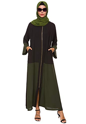 Women's Long Sleeve Maxi Dress Muslim Abaya Simple Modern Islamic Arabic Style Casual Dress (5, S)