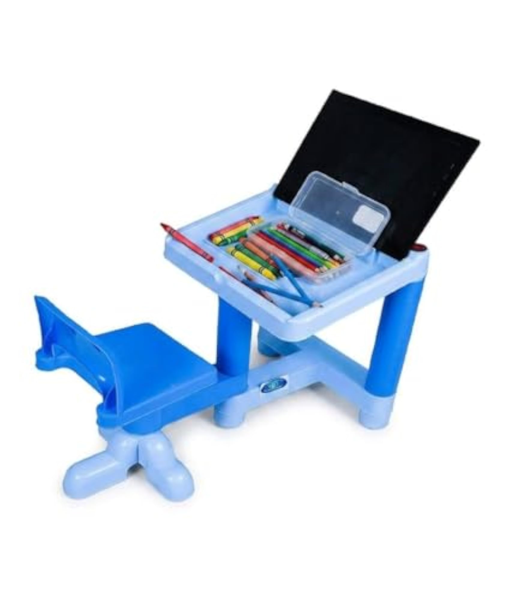 Kids Study Table and Chair Set with Writing Board, Blue