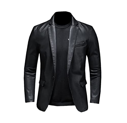 Veste en cuir pour homme style coréen noir XL : blazer fin automne en similicuir
