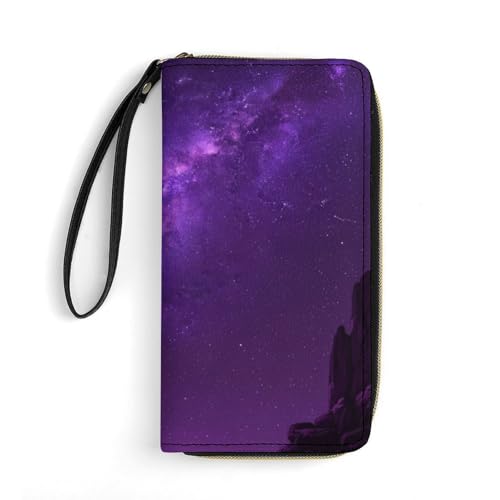 Portable Rope Printed Wallet for Women, Multi-layer Inner, Water-resistant, Ideal for Holiday, Space Galaxy