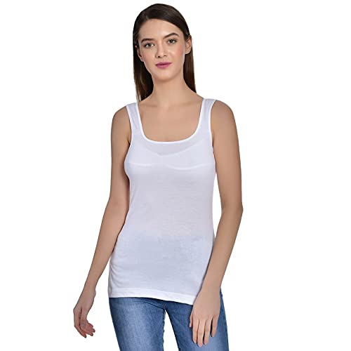 Image of Women's Regular Fit Sleeveless Cotton Long Camisole Slip Spaghetti Combo Pack of 3