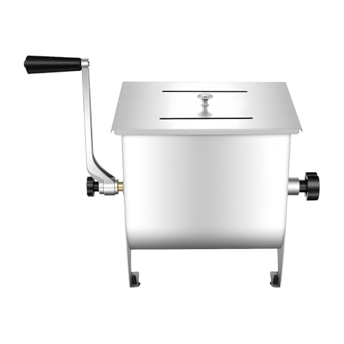 20 LBS Meat Mixer, Manually Cranked Sausage Mixer Stainless Steel Meat Grinder Commercial and Household Meat Processing Equipment with Lid for mixing meat seasonings restaurants kitchens canteens