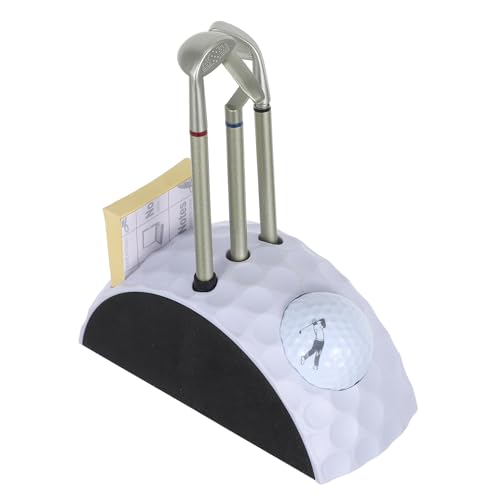 GAROZATION Golf Stifthalter 360° Drehbar aus Weißem Kunststoff Dekoratives Schreibtischzubehör für Golfer Stifteset und Geschenkidee für Herren