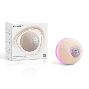 Cheerble 【2025 Upgrade】 Interactive Cat Ball Toy, Wicked Ball M3, Automatic Moving Ball Toy for Indoor Cat Kitten, Smart Anti-Depression Pet Toy Fun Gift with Light