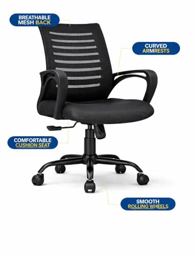 Image of NGFC Ergonomic Office Chair, Mesh Back, Black, Height Adjustable with Wheels