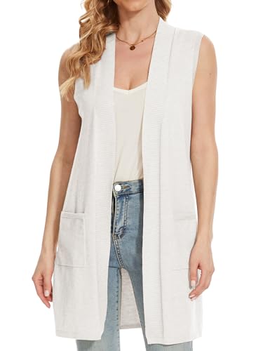 Image of Beautiful Nomad Sleeveless Cardigans for Women Long Sweater Vest