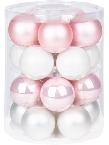 Magic Weihnachtskugeln Glas 6cm, 20 STK. Christbaumkugeln (Noble Rose (hell rosa porzelanweiß))