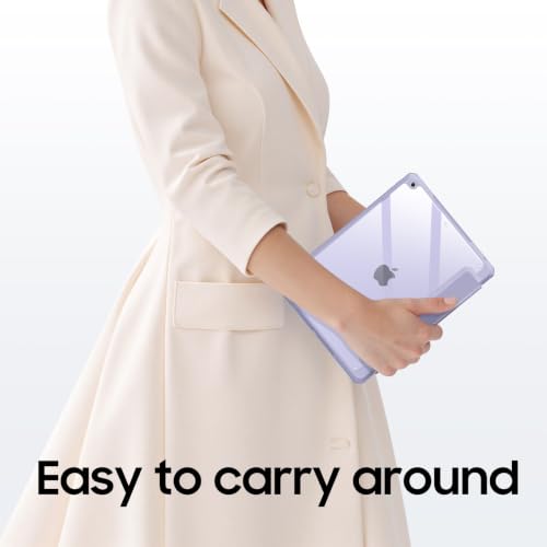 Image of Fintie Hybrid Slim Case for iPad 9th / 8th / 7th Generation (2021 / 2020 / 2019) 10.2 inch - [Built-in Pencil Holder] Shockproof Cover with Clear Transparent Back Shell, Auto Wake Sleep, Lilac Purple
