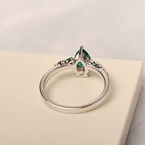 LUO 925 Sterling Silver Gemstone Pear Shaped 7X5 MM Unique Bat Ring Animal Promise Ring Gifts for Women Jewelry4